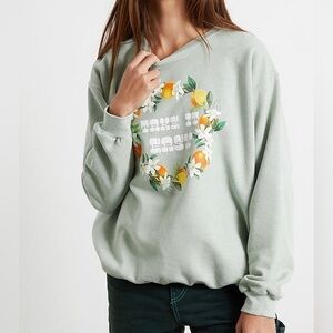 PacSun Golden Hour Take It Easy Orange Sage Green Pullover Sweatshirt XS/S